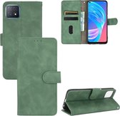 Voor OPPO A72 5G / A73 5G Effen Kleur Huidgevoel Magnetische Gesp Horizontale Flip Kalf Textuur PU Lederen Case met Houder & Kaartsleuven & Portemonnee (Groen)