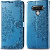 Voor LG Stylo 6 Halverwege Mandala Embossing Patroon Horizontale Flip Leren Case met Houder & Kaartsleuven & Portemonnee & Fotolijst & Lanyard (Blauw)