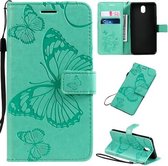 Voor LG K30 Pressed Printing Butterfly Pattern Horizontale Flip PU lederen tas met houder & kaartsleuven & portemonnee & lanyard (groen)