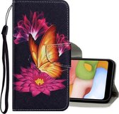 Voor Xiaomi Mi 10 Lite Gekleurd tekeningpatroon Horizontaal Flip PU-lederen hoes met houder & kaartsleuven & portemonnee & lanyard (grote gouden vlinder)