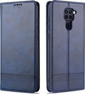 Voor Geschikt voor Xiaomi Redmi Note 9 / 10X AZNS Magnetische Kalf Textuur Horizontale Flip Leren Case met Kaartsleuven & Houder & Portemonnee (Donkerblauw)