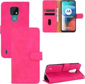 Voor Motorola Moto E7 Effen Kleur Huidgevoel Magnetische Gesp Horizontale Flip Kalfsstructuur PU Lederen Case met Houder & Kaartsleuven & Portemonnee (Rose Goud)