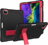 Contrastkleur Robot schokbestendig siliconen + pc beschermhoes met houder voor iPad Pro 12,9 inch (2018/2020) (zwart rood)