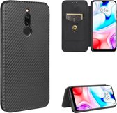 Voor Geschikt voor Xiaomi Redmi 8 Koolstofvezel Textuur Magnetische Horizontale Flip TPU + PC + PU lederen tas met kaartsleuf (zwart)