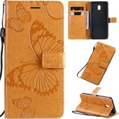 Voor Xiaomi Redmi 8A Pressed Printing Butterfly Pattern Horizontale Flip PU Leather Case met houder & kaartsleuven & portemonnee & Lanyard (geel)