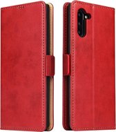 Voor Galaxy Note10 Dermis Texture PU + TPU Horizontale Flip lederen tas met houder & kaartsleuven & portemonnee (rood)