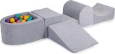 Foam Speelset met ballenbak Grijs incl 100 Ballen: Paars, Licht Roze, Geel, Turquoise