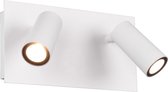 LED Tuinverlichting - Wandlamp Buitenlamp - Iona Sonei - 6W - Warm Wit 3000K - 2-lichts - Rechthoek - Mat Wit - Aluminium