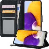 Samsung A72 Hoesje Book Case Hoes Portemonnee Cover - Samsung Galaxy A72 Case Hoesje Wallet Case - Zwart