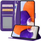 Samsung A72 Hoesje Book Case Hoes - Samsung Galaxy A72 Case Hoesje Wallet Cover - Samsung Galaxy A72 Hoesje - Paars