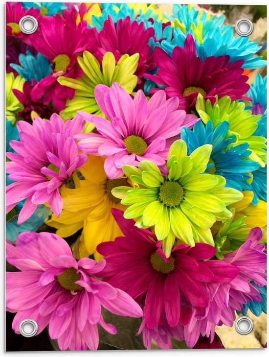 Tuinposter – Gekleurde Bloemen - 30x40cm Foto op Tuinposter  (wanddecoratie voor buiten en binnen)