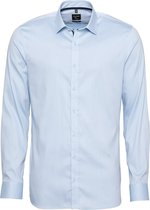 OLYMP No. Six super slim fit overhemd - lichtblauw structuur (contrast) - Strijkvriendelijk - Boordmaat: 40