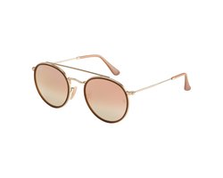 Ray-Ban Round RB3647N Unisex Zonnebril - Goud / Roze