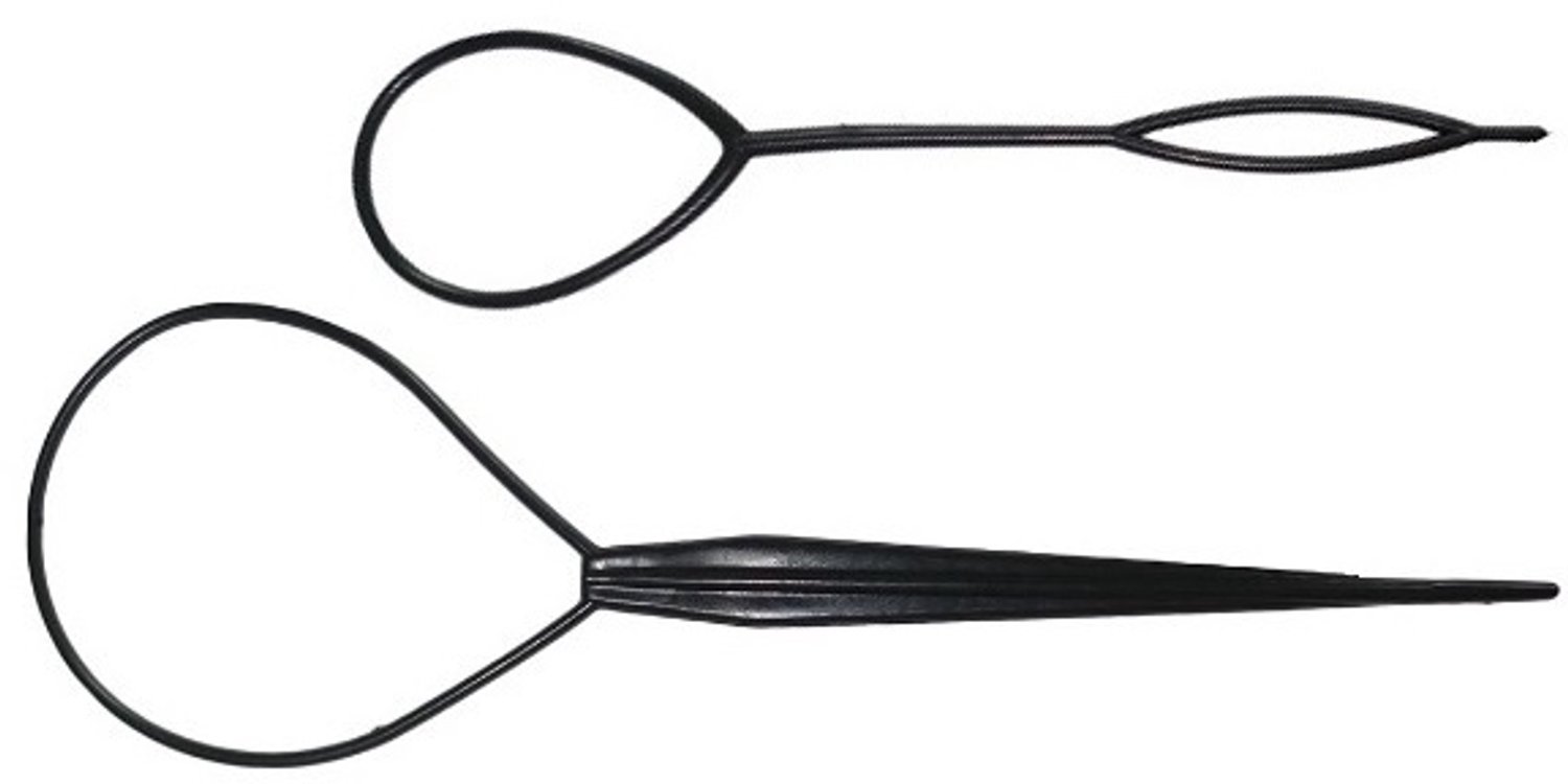Haarsoires Styling Tool Topsy Tail – Haarlussen – Zwart – Set van 2 - Haarstyling - Voor Vlechten, Knopen & Hair Loops - Vlechten, Twists & Kapsels