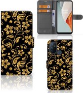 Telefoonhoesje OnePlus Nord N100 Bookcase Cadeau voor Oma Gouden Bloemen
