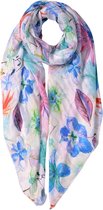 Juleeze Sjaal Dames Print 80x180 cm Wit Paars Synthetisch Shawl Dames Cadeau voor haar