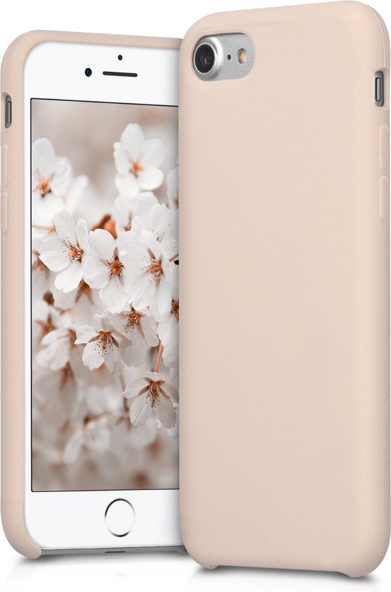 kwmobile telefoonhoesje geschikt voor Apple iPhone SE (2022 / 2020) / iPhone 8 / 7 - Hoesje met siliconen coating - Smartphone case in mat roségoud