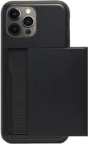 ADEL Kunststof Back Cover Hardcase Hoesje Geschikt voor iPhone 12 Pro Max - Pasjeshouder Zwart