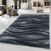 Modern vloerkleed - Streaky Current Zwart Grijs 80x150cm