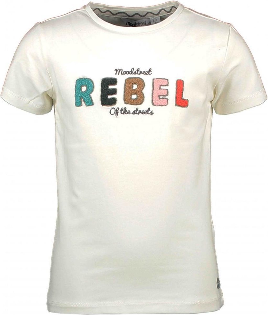 Moodstreet Meisjes t-shirts & polos Moodstreet MT t-shirt chest embroidery warm white 86/92