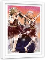 Foto in frame , Kleine Ballerina's ,120x80cm , multikleur, wanddecoratie