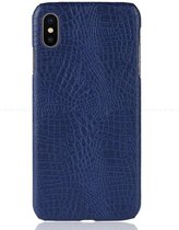 Backcover Slangenprint Fashion Hoesje iPhone XS Blauw - Gratis Screen Protector - Telefoonhoesje - Smartphonehoesje