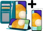 Samsung A52 Hoesje Book Case Met Screenprotector - Samsung Galaxy A52 Case Hoesje Wallet Cover - Samsung A52 Hoesje Met Screenprotector - Turquoise