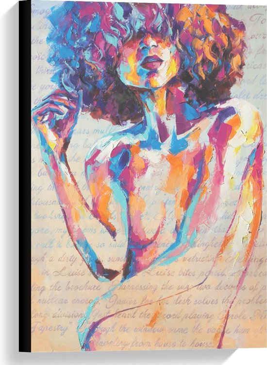 Canvas  - Schilderij van Felgekleurde Naakte Vrouw - 40x60cm Foto op Canvas Schilderij (Wanddecoratie op Canvas)