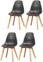 SACHA Set van 4 zwarte eetkamerstoelen - Massief houten hevea-voeten - Scandinavisch - B 48 x D 52 cm