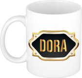 Dora naam cadeau mok / beker met gouden embleem - kado verjaardag/ moeder/ pensioen/ geslaagd/ bedankt