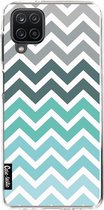 Casetastic Samsung Galaxy A12 (2021) Hoesje - Softcover Hoesje met Design - Tiffany Fade Chevron Print