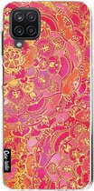 Casetastic Samsung Galaxy A12 (2021) Hoesje - Softcover Hoesje met Design - Hot Pink Barroque Print