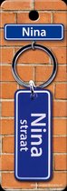 Paper Dreams Sleutelhanger Straatnaam Nina 9 Cm Staal Blauw