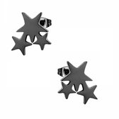 Aramat jewels ® - Zweerknopjes oorbellen 3 sterren zwart chirurgisch staal 9mm