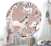 Behangcirkel Watercolor Savanna - pink 140 cm doorsnede