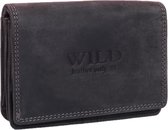 Wild Leather Only !!! Portemonnee  Dames  Hunter leer Zwart - ( WDRS-033-6) - Harmonica model -