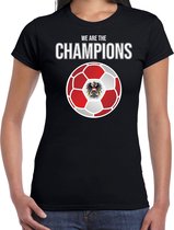 Oostenrijk EK/ WK supporter t-shirt we are the champions met Oostenrijkse voetbal zwart dames L