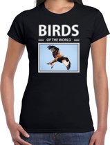 Dieren foto t-shirt Rode wouw - zwart - dames - birds of the world - cadeau shirt Rode wouw vogels liefhebber XS