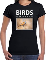 Dieren foto t-shirt Baardmannetje vogel - zwart - dames - birds of the world - cadeau shirt Baardmannetjes liefhebber M