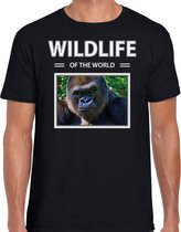 Dieren foto t-shirt Aap - zwart - heren - wildlife of the world - cadeau shirt Gorilla apen liefhebber 2XL