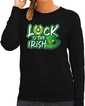 St. Patricks day sweater zwart voor dames - Luck of the Irish - Ierse feest kleding / trui/ outfit/ kostuum L