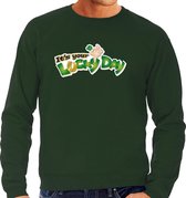 St. Patricks day sweater / trui groen - heren - Its your lucky day - Ierse feest kleding / kostuum/ outfit S