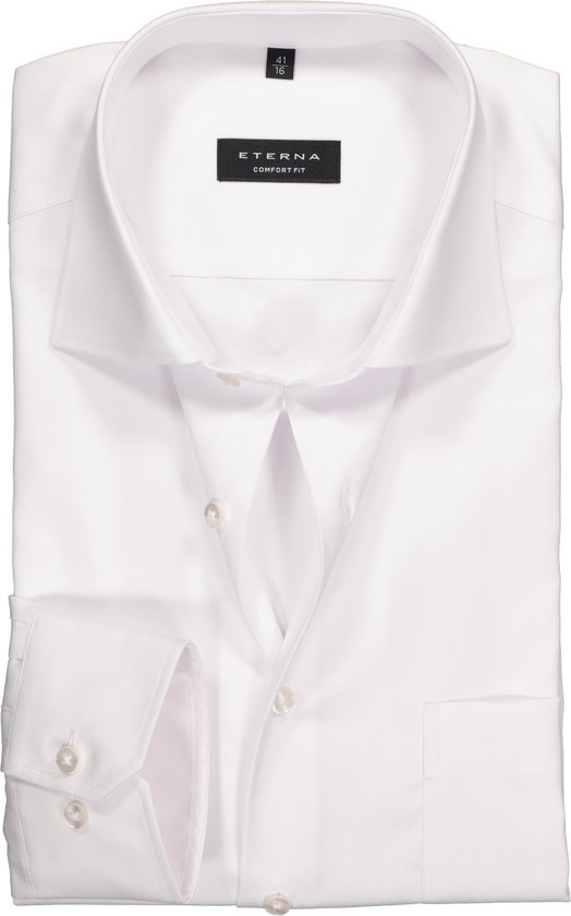 ETERNA Comfort Fit overhemd - Mouwlengte 7 - wit niet doorschijnend twill - Strijkvrij - Boordmaat: