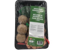 Pakket Vogelvoer voor Vogels 7-delig 600 gram - Mezenbollen Vetbollen Pinda's Zonnebloempitten