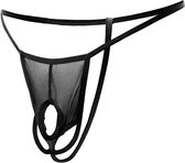 Visnet Ministring Met 3 Openingen - Heren Lingerie - M/L - Slips & Boxershorts - Zwart - Discreet verpakt en bezorgd