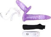Vibrerende Strap-On Duo - Toys voor dames - Strap on - Paars - Discreet verpakt en bezorgd