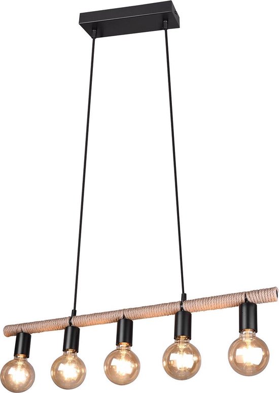 LED Hanglamp - Torna Ranin - E27 Fitting - Rechthoek - Mat Zwart - Aluminium