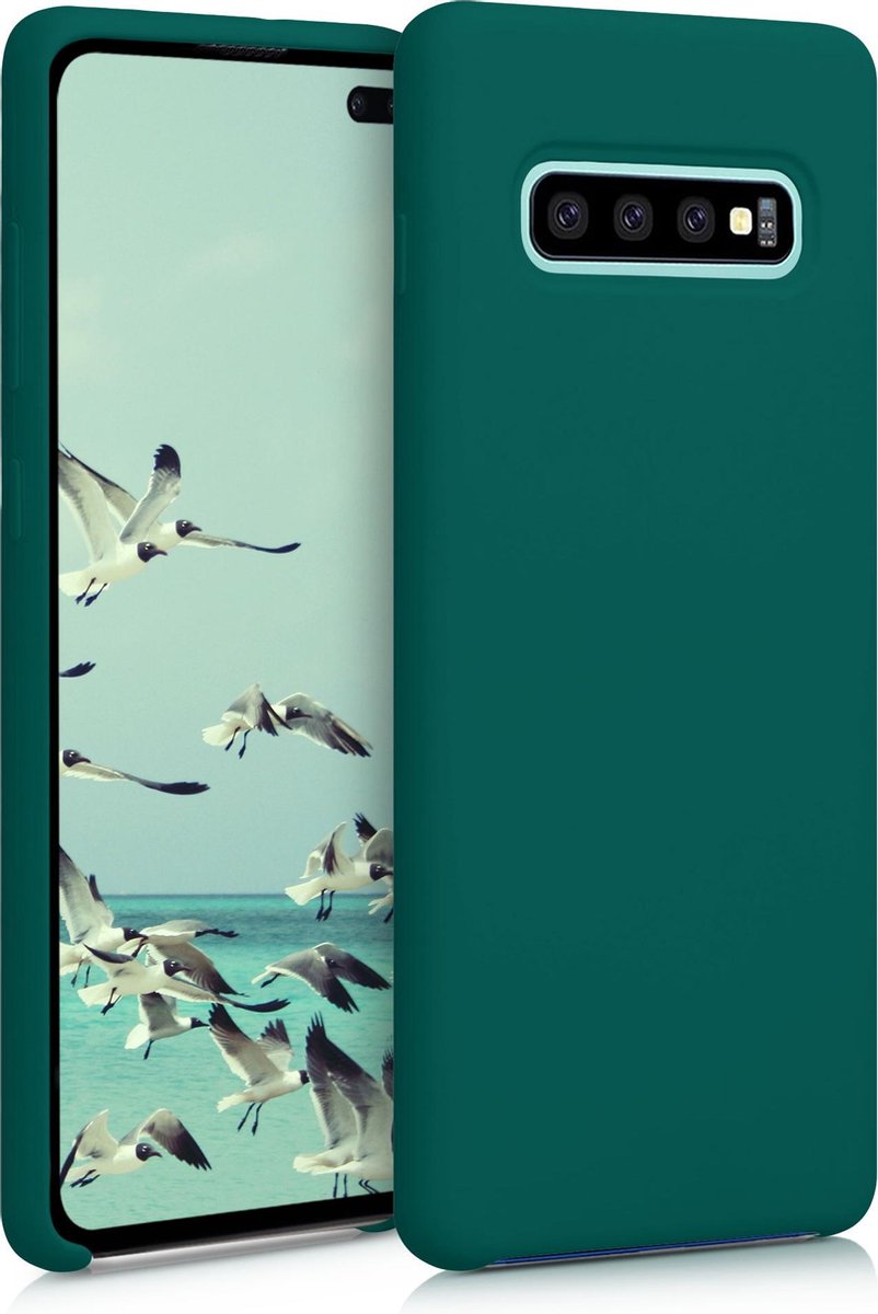 kwmobile telefoonhoesje voor Samsung Galaxy S10 Plus / S10+ - Hoesje met siliconen coating - Smartphone case in turqoise-groen