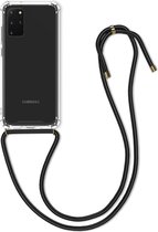 kwmobile telefoonhoesje compatibel met Samsung Galaxy S20 Plus - Hoesje met koord - Back cover in zwart / transparant