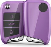 kwmobile autosleutel hoesje compatibel met VW Golf 7 MK7 3-knops autosleutel - autosleutel behuizing in pastel-lavendel